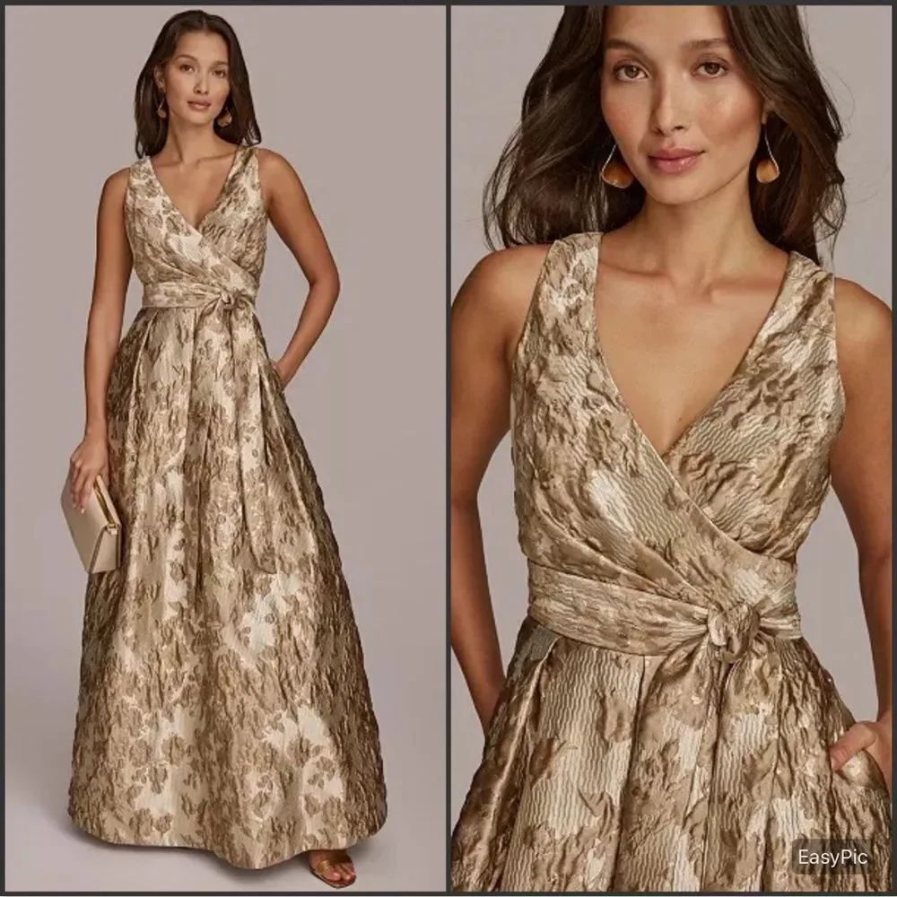 NWT Donna Karan New York Women's Metallic Brocade Gown Size 2